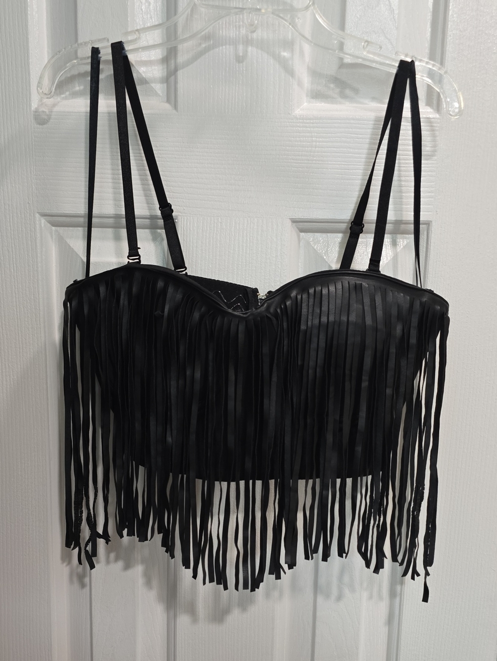 Fringed Black Bra/Top Size M